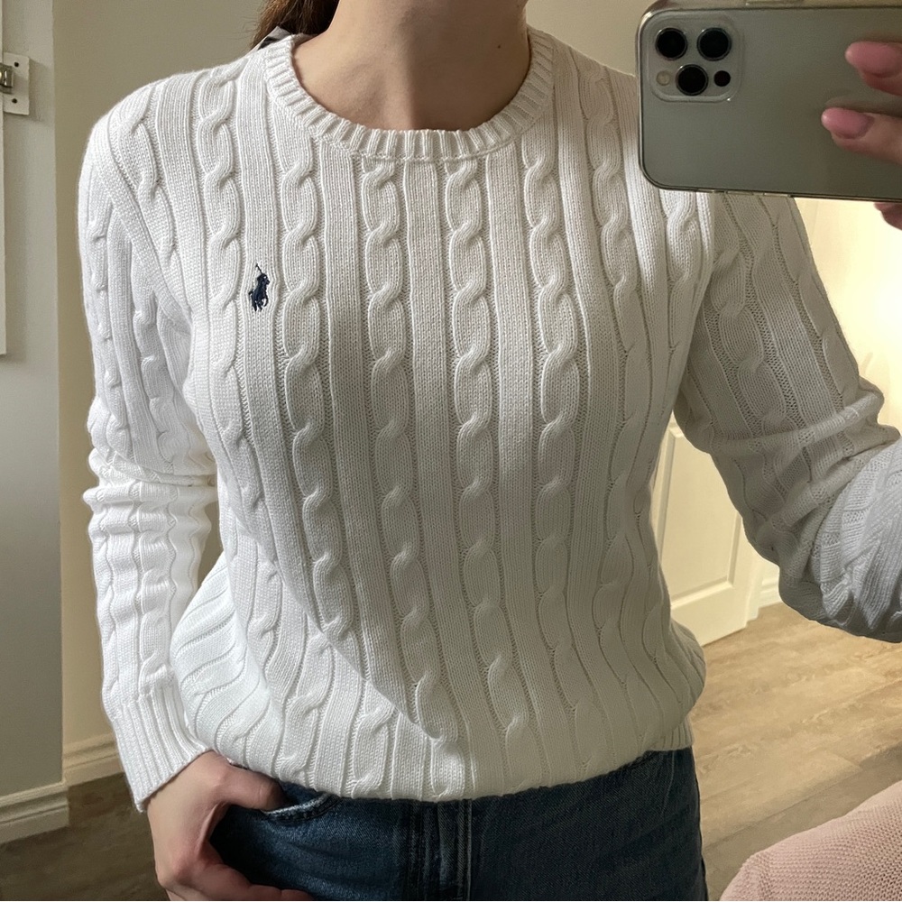Ralph Lauren Polo Women's Cable-Knit Cotton Crewneck Sweater